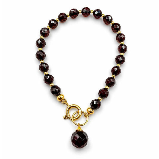 Gold-plated bracelet with faceted amber