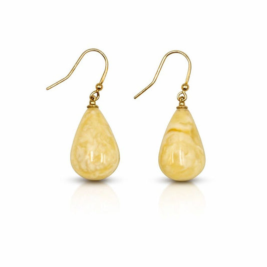 Gold-plated amber earrings