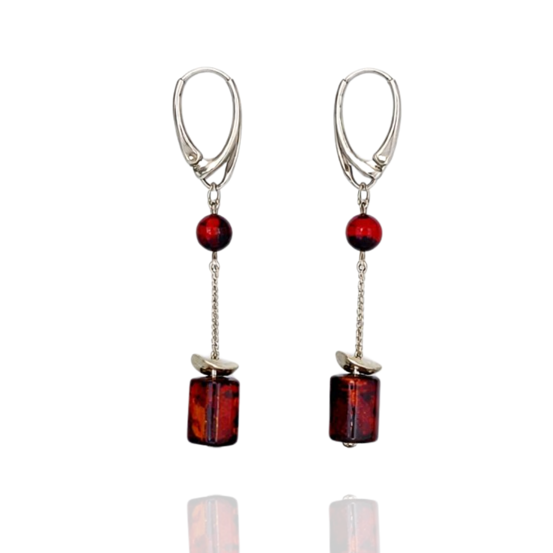 Sterling silver amber earrings