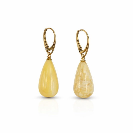 Gold-plated amber earrings