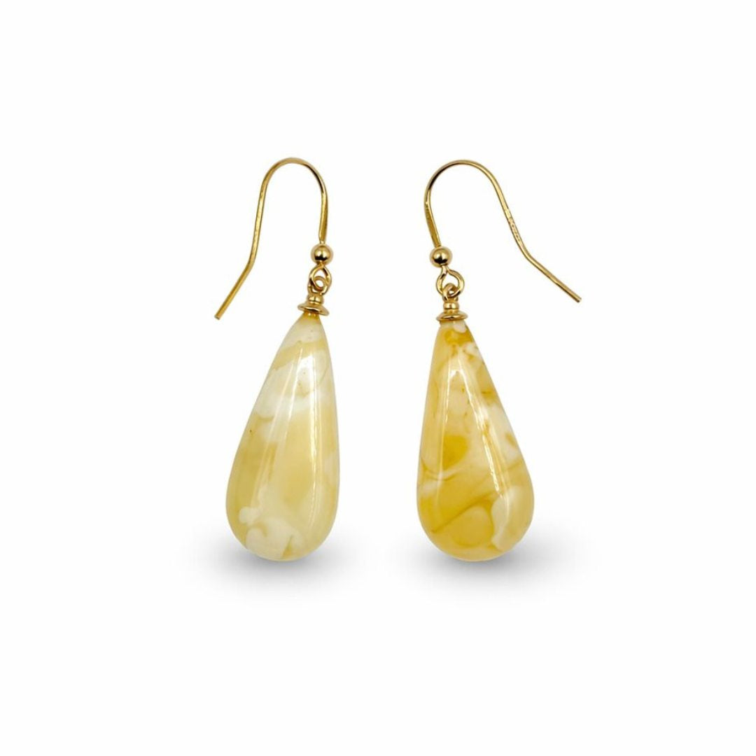 Gold-plated amber earrings
