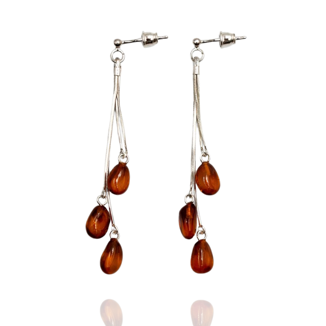 Sterling silver amber earrings