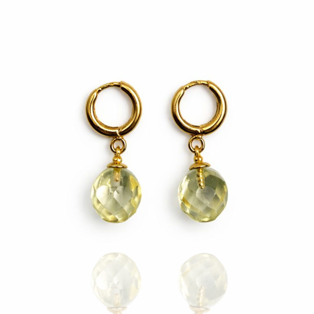 Gold-plated earrings with faceted amber
