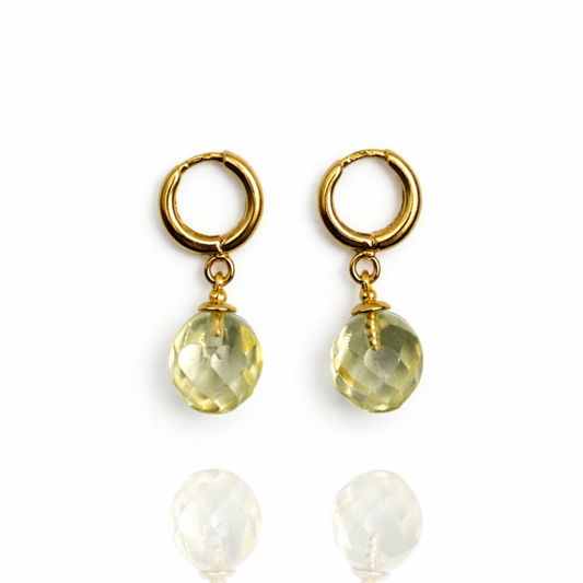 Gold-plated earrings with faceted amber