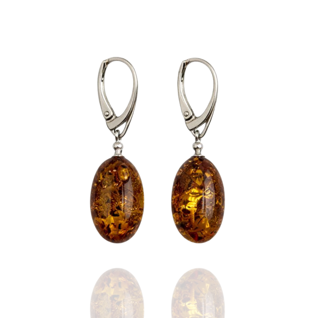 Sterling silver amber earrings