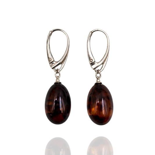 Sterling silver amber earrings