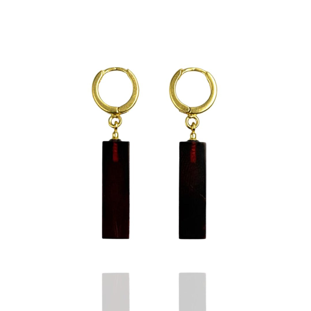 Gold-plated amber earrings