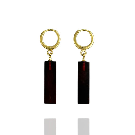Gold-plated amber earrings