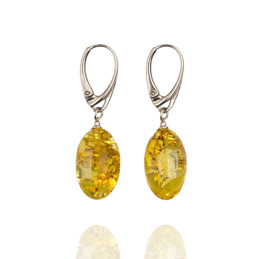 Sterling silver amber earrings
