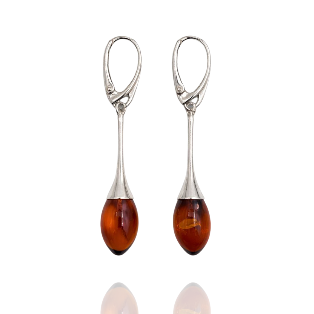 Sterling silver amber earrings