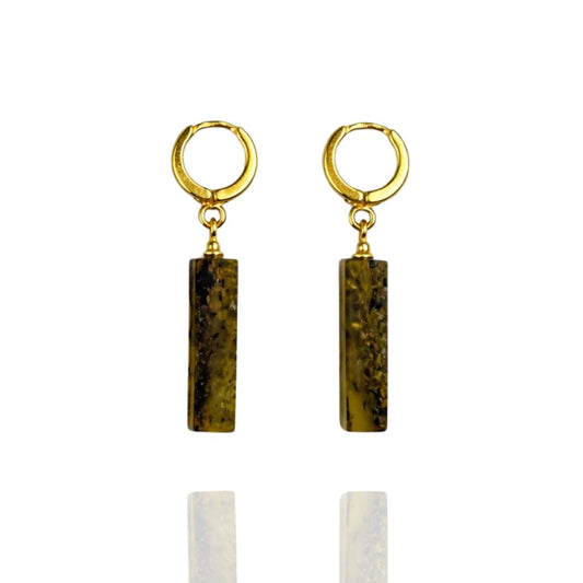 Gold-plated amber earrings
