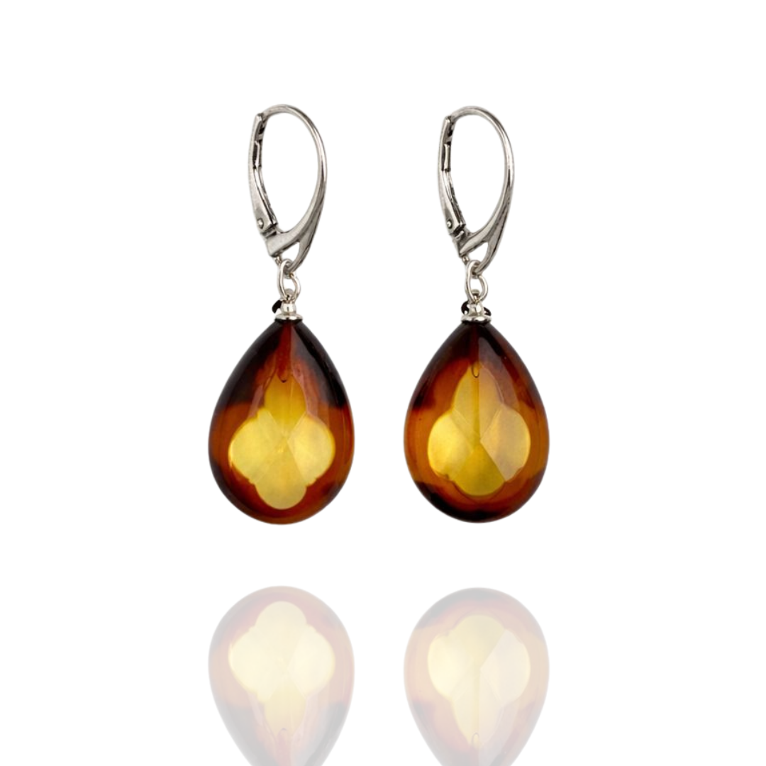 Sterling silver amber earrings