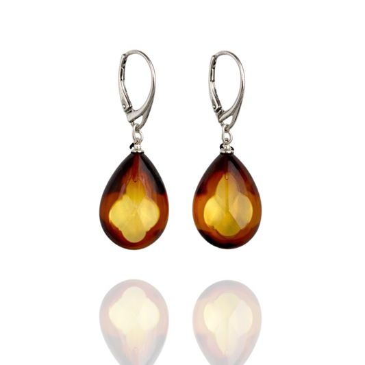 Sterling silver amber earrings