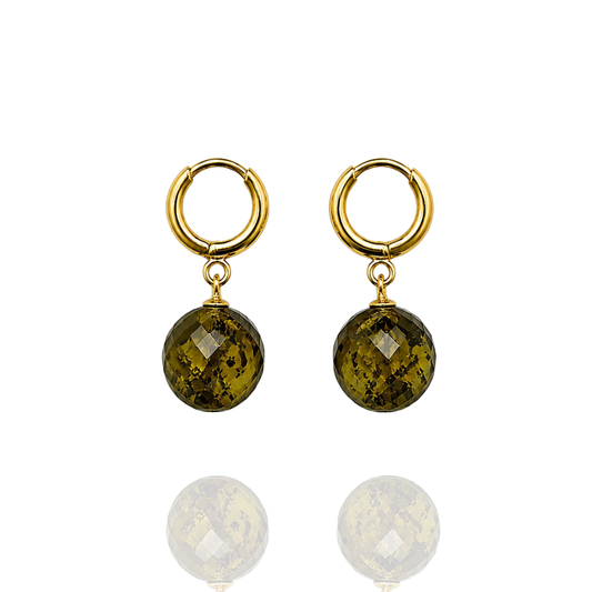 Gold-plated earrings with faceted amber