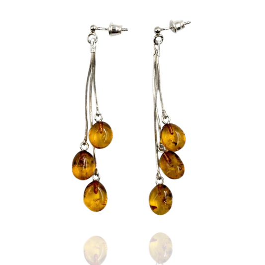 Sterling silver amber earrings