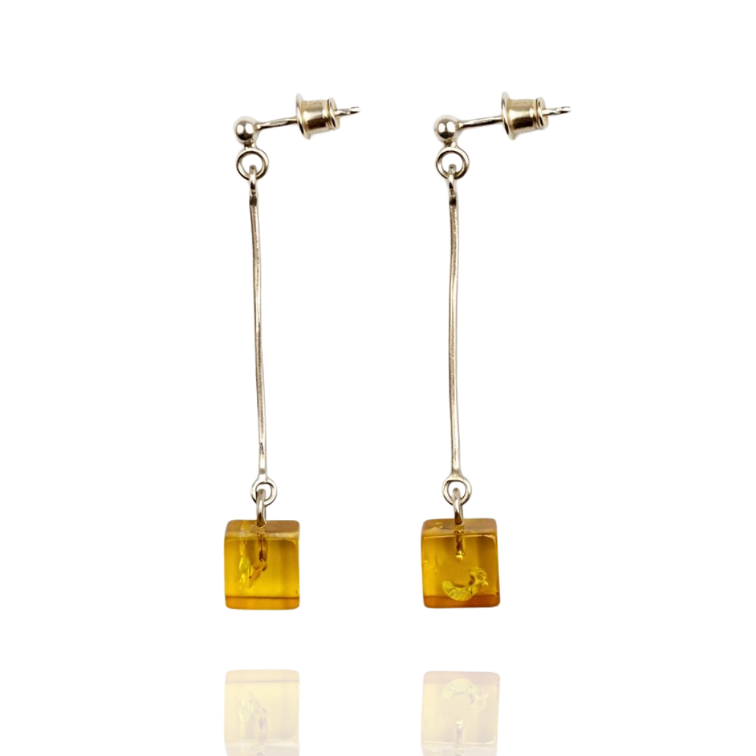 Sterling silver amber earrings