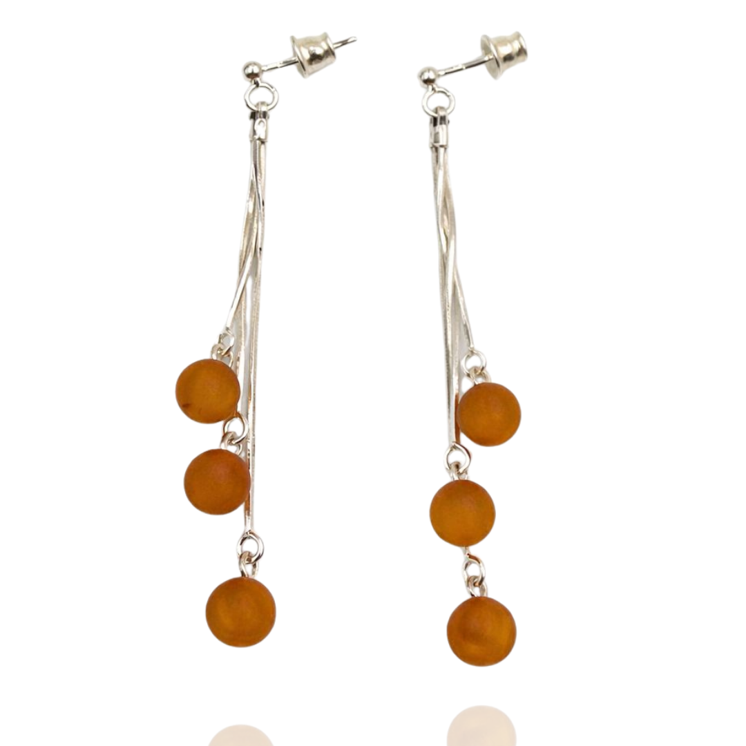 Sterling silver amber earrings