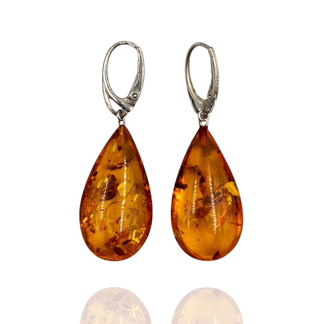 Sterling silver amber earrings