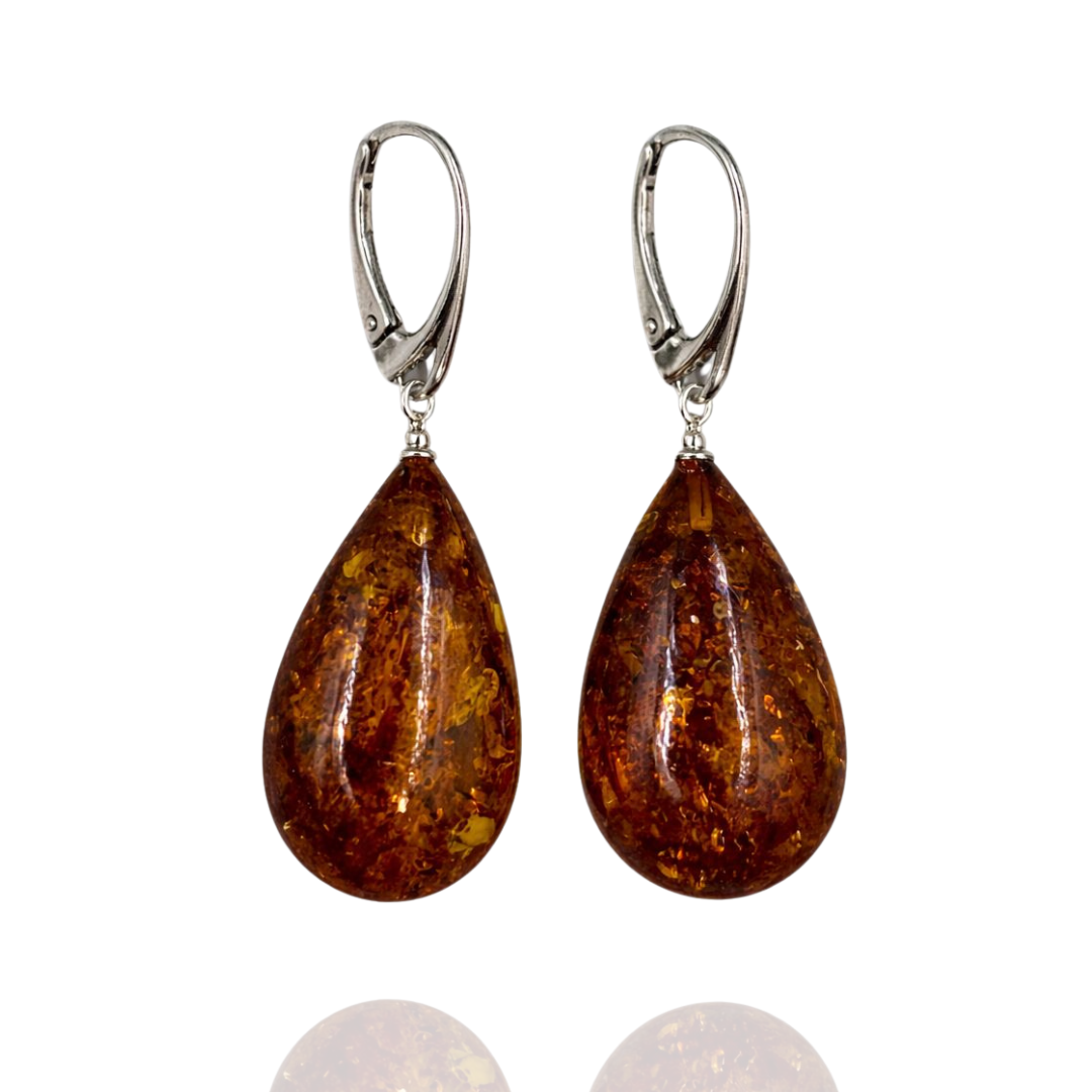 Sterling silver amber earrings