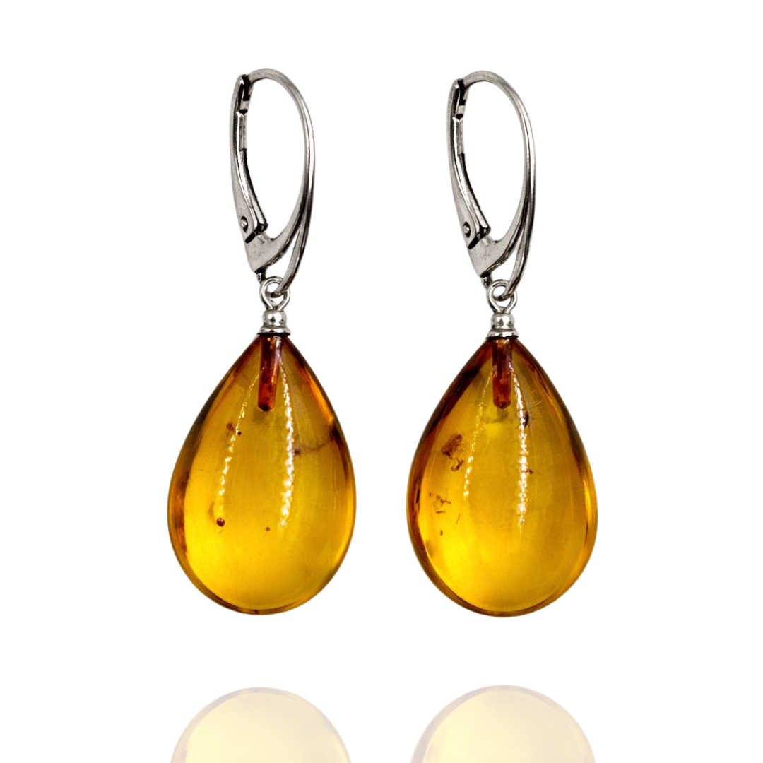 Sterling silver amber earrings