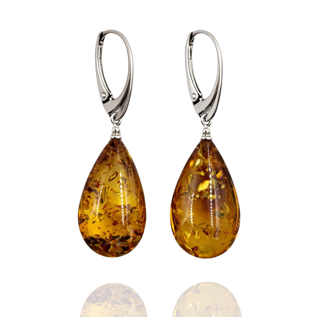 Sterling silver amber earrings