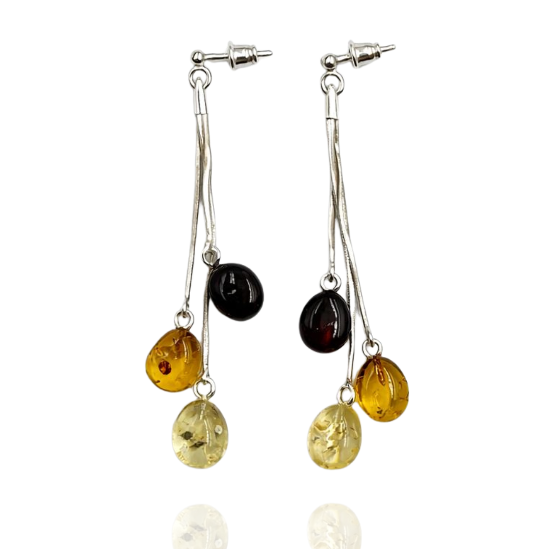 Sterling silver amber earrings