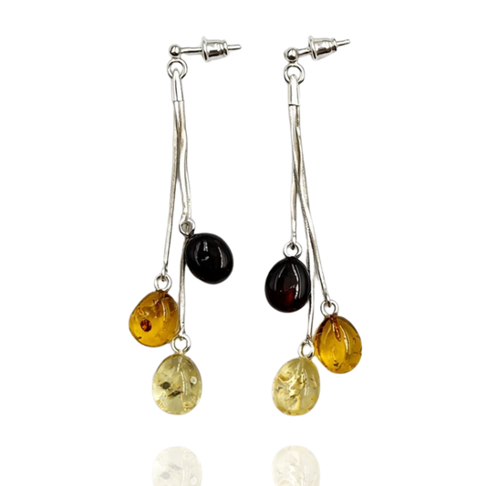 Sterling silver amber earrings