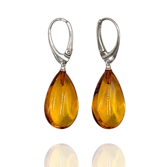 Sterling silver amber earrings