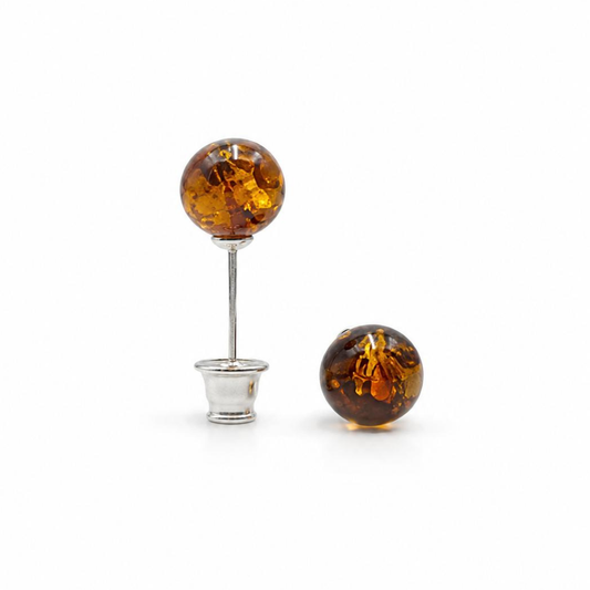 Sterling silver amber earrings