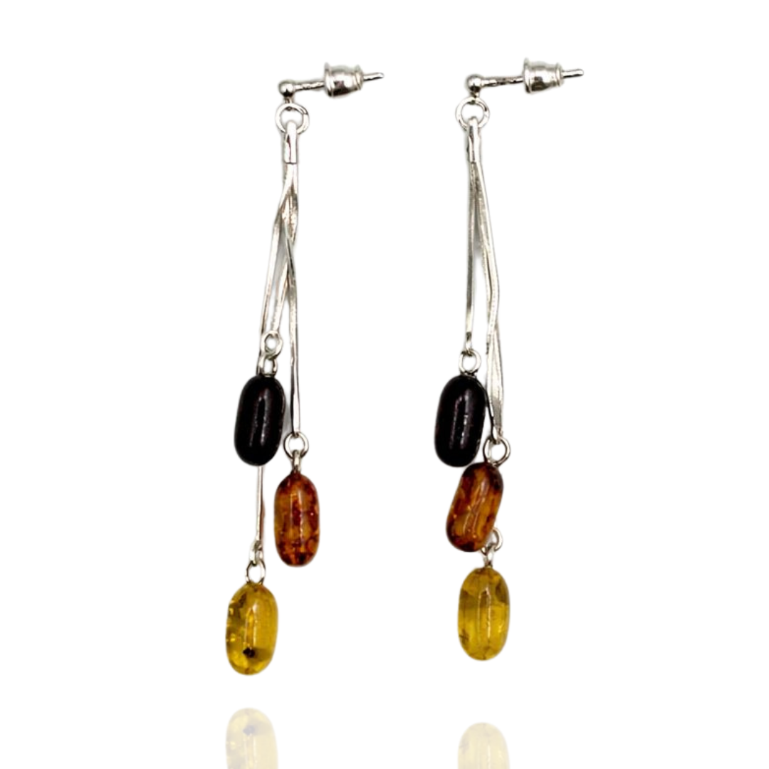 Sterling silver amber earrings