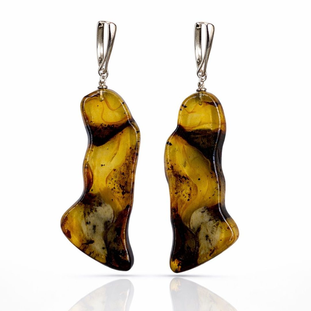 Sterling silver amber earrings