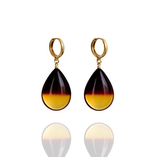 Gold-plated amber earrings