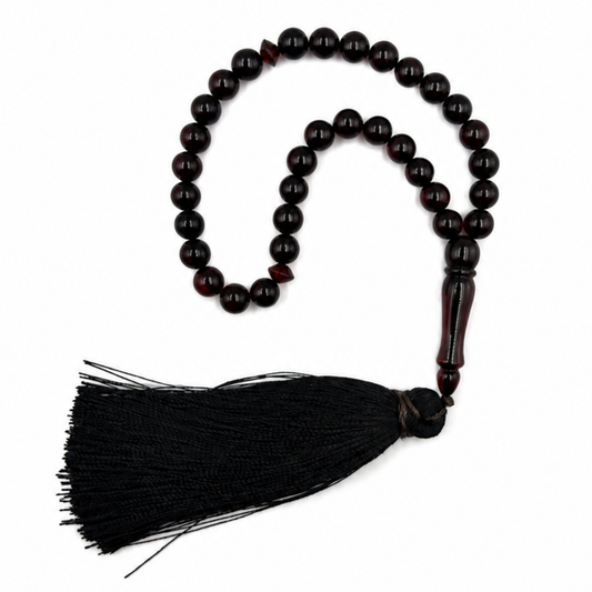 Natural Dark Cherry Amber Prayer Beads