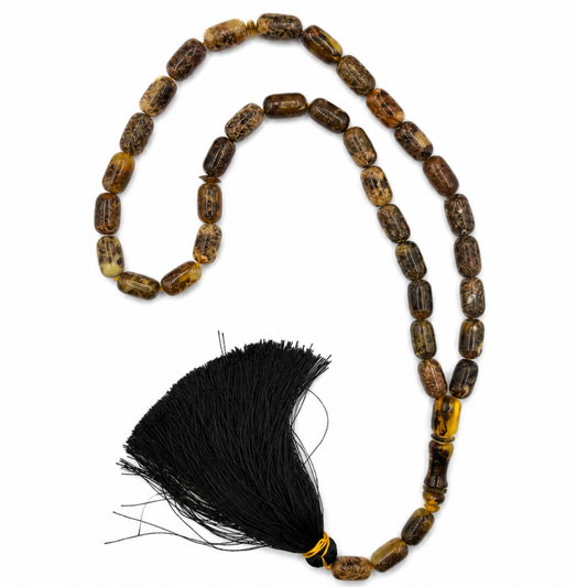Natural Dark Green Amber Prayer Beads
