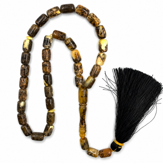 Natural Dark Green Amber Prayer Beads