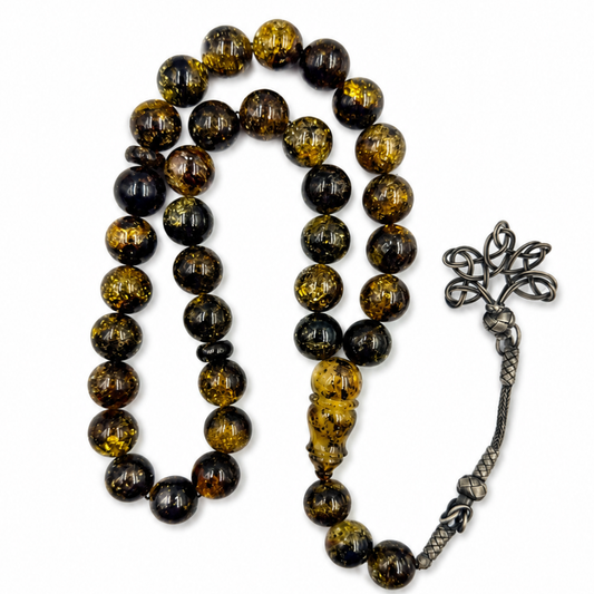 Dark Green Amber Muslim Prayer Beads