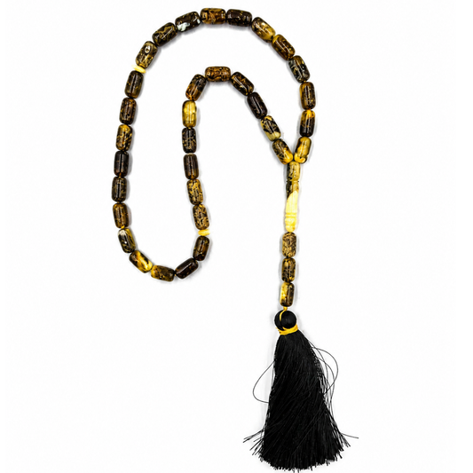 Natural Dark Green Amber Prayer Beads