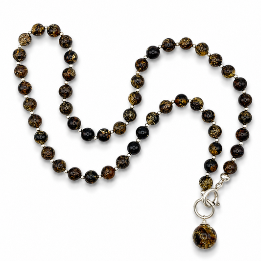 Amber Bead Necklace – Sterling Silver