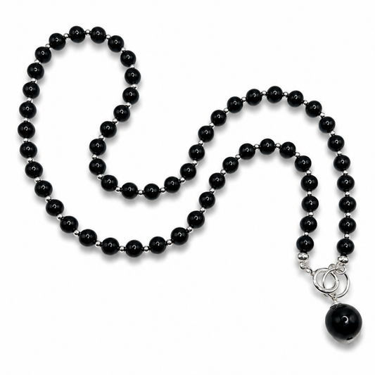 Amber Bead Necklace – Sterling Silver