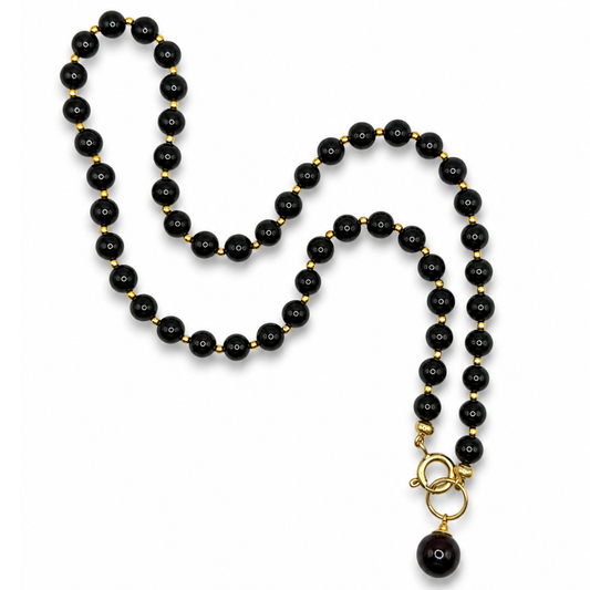 Amber Bead Necklace – Gold Plated
