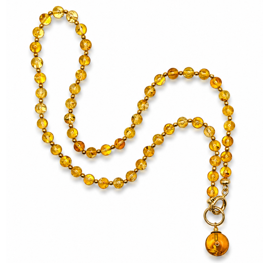 Amber Bead Necklace – Gold Plated