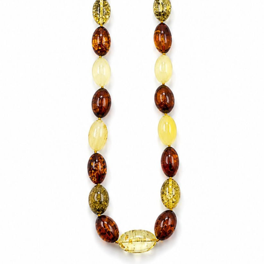 Multicolor Baltic Amber Bead Necklace