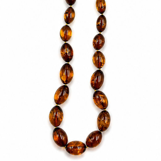Cognac Baltic Amber Bead Necklace