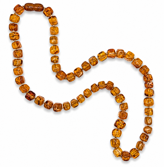 Amber Rounded Cube Necklace