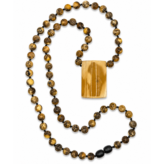 Olive Amber Pendant Necklace