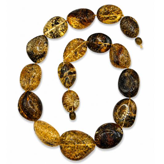 Large Green Amber Nugget Necklace