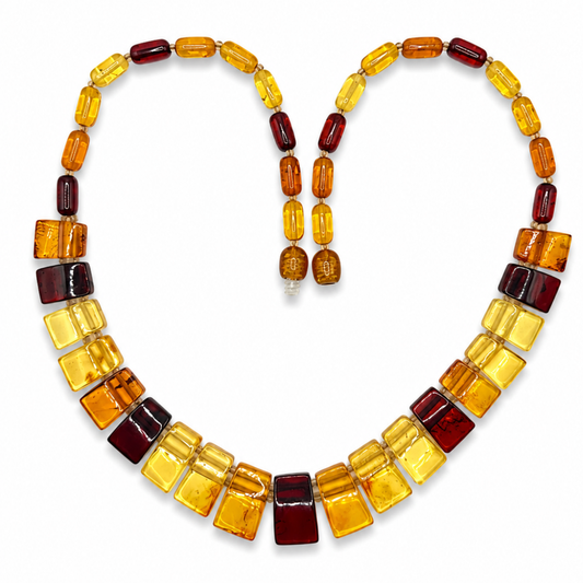 Multicolor Baltic Amber Geometric Necklace