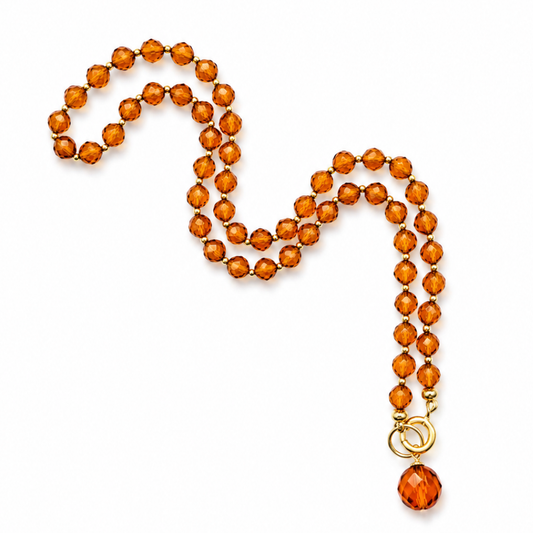 Faceted Amber Bead Necklace – Gold Plated