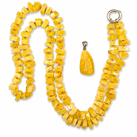 Butterscotch Amber Necklace with Removable Silver Pendant