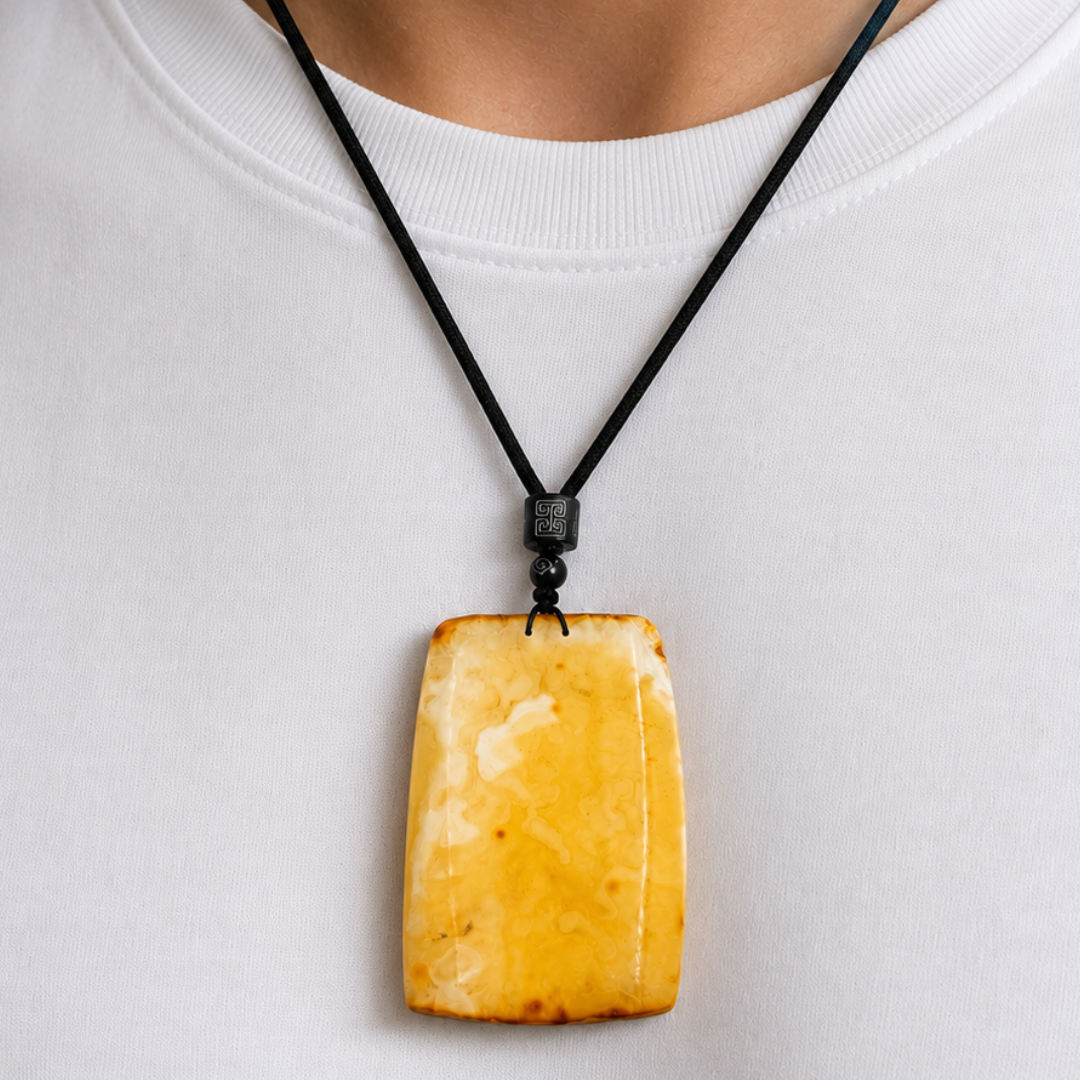 Natural Baltic Amber Statement Pendant Necklace